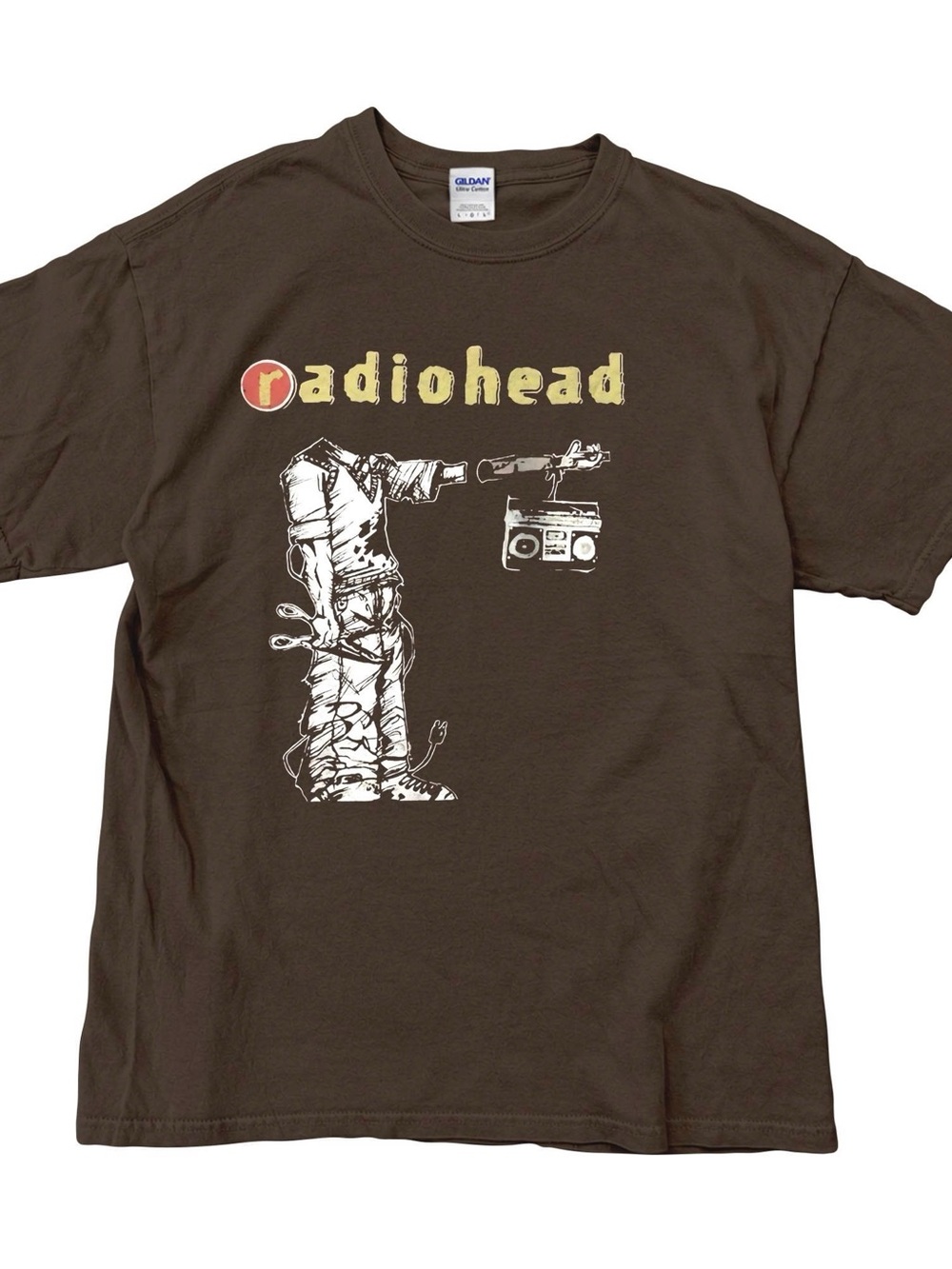 Gildan Brown Radiohead Graphic Tee - Radiohead Band Tee